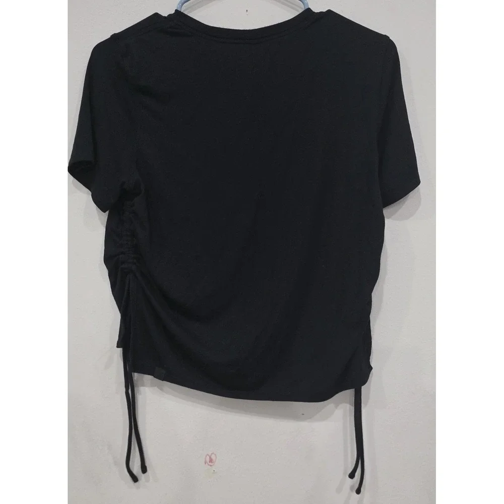 lululemon Black Cropped‎ Drawstring Stretch T-Shirt Short Sleeve Crew Neck 8